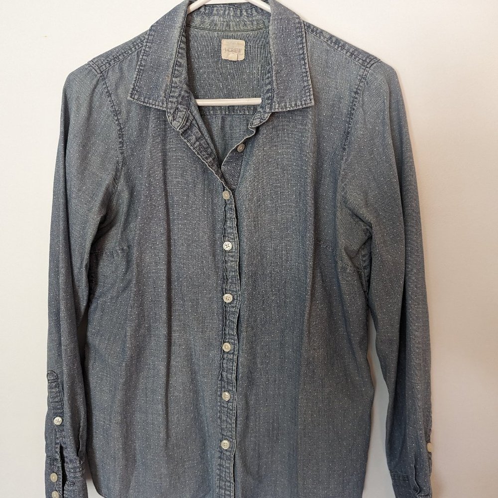 J. Crew Polka Dot Chambray